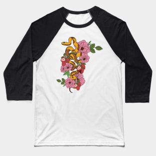 Snake and Flowers Baseball T-Shirt